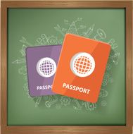 Passport design on blackboard background clean vector