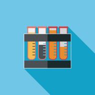 test tube flat icon with long shadow N87
