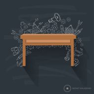 Desk design on blackboard background clean vector