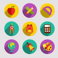 Flat School Icons Set