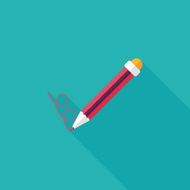 Pencil flat icon with long shadow eps10 N8