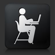 Black Square Button with Studying on School Desk N3