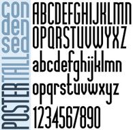 Poster black tall condensed font and numbers on white background