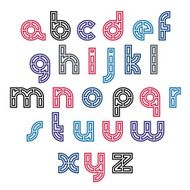 Rounded bright technical small characters created from sections
