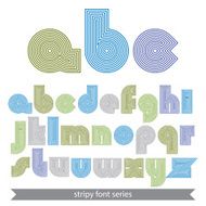 Extraordinary round striped font Vector light lowercase letters