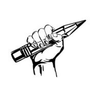 hand holding pencil vector