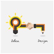 Creative pencil and light bulb design Flat design style modern concept N2