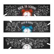 Back To School Supplies Banner With Chalk Doodles and Clock N2