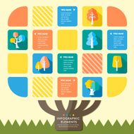 creative flat style infographic with colorful tree elements