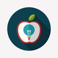 light bulb in apple flat icon with long shadow eps10 N2