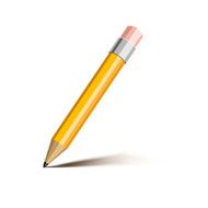 pencil with shadow icon isolated