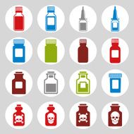 Medical bottles icon set
