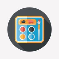 Palette with paint brush flat icon long shadow eps10 N12