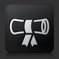 Black Square Button with Diploma Icon