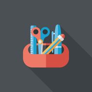 pencil box flat icon with long shadow eps10 N46