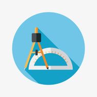 rulers and compass flat icon with long shadow eps10 N17