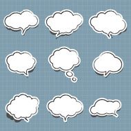 Stroke white cloud labels set N2
