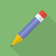 Pencil icon Modern Flat style with a long shadow