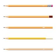 Wooden sharp pencils set isolated on white background N2