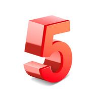3d shiny red number 5 N2