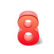 3d shiny red number 8 N4
