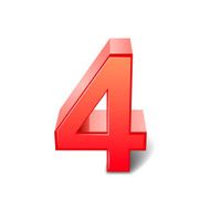 3d shiny red number 4