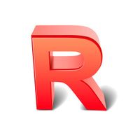 3d red letter R