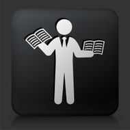 Black Square Button with Businessman &amp; Education N2