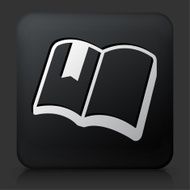 Black Square Button with Book &amp; Bookmark
