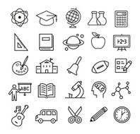Education Icons - thin lines style