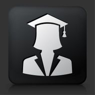 Black Square Button with Graduation Face Icon N2