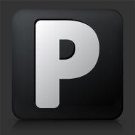 Black Square Button with Letter P