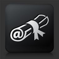 Black Square Button with Diploma and Online Education