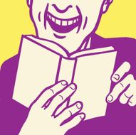 Man Laughing at Book