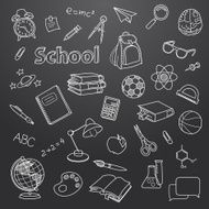 School doodle on a blackboard vector background N2
