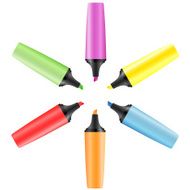 Set of realistic colored markers