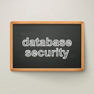 database security on blackboard in wooden frame
