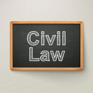civil law on blackboard in wooden frame