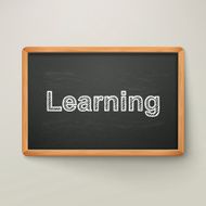 learning on blackboard in wooden frame