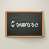courses on blackboard in wooden frame