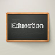 education on blackboard in wooden frame