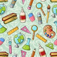 Vector seamless cute doodle back to school pattern N2