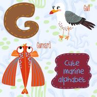 Sea very cute Alphabet marine set in vector G letter Gull gurna N2