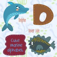 Sea very cute Alphabet marine set in vector D letter Dolphin Do N2