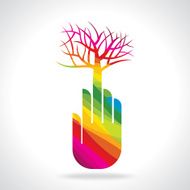 tree with hand illustration creative concept N2