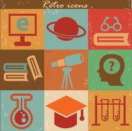 Education icon set vintage style vector N2