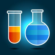 Education Chemistry Themed Infographic with Flasks Vector