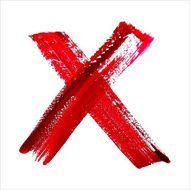 X - Red handwritten letter on white background Acrylic colors N18