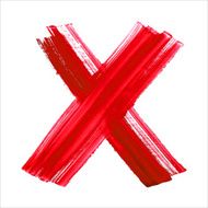 X - Red handwritten letter on white background Acrylic colors N19