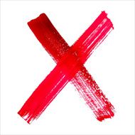 X - Red handwritten letter on white background Acrylic colors N20
